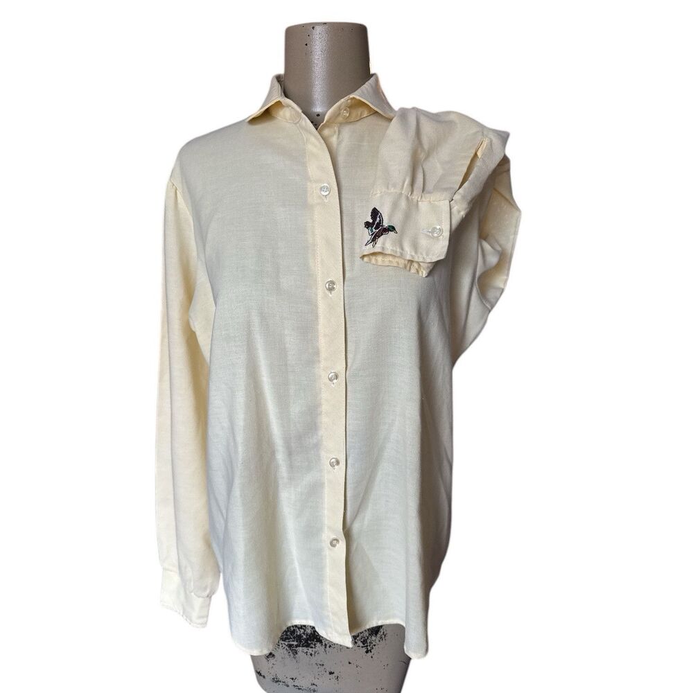 Vintage 80’s Ely Glad Rags Yellow Button Up Blouse Mallard Duck Juniors 11/12